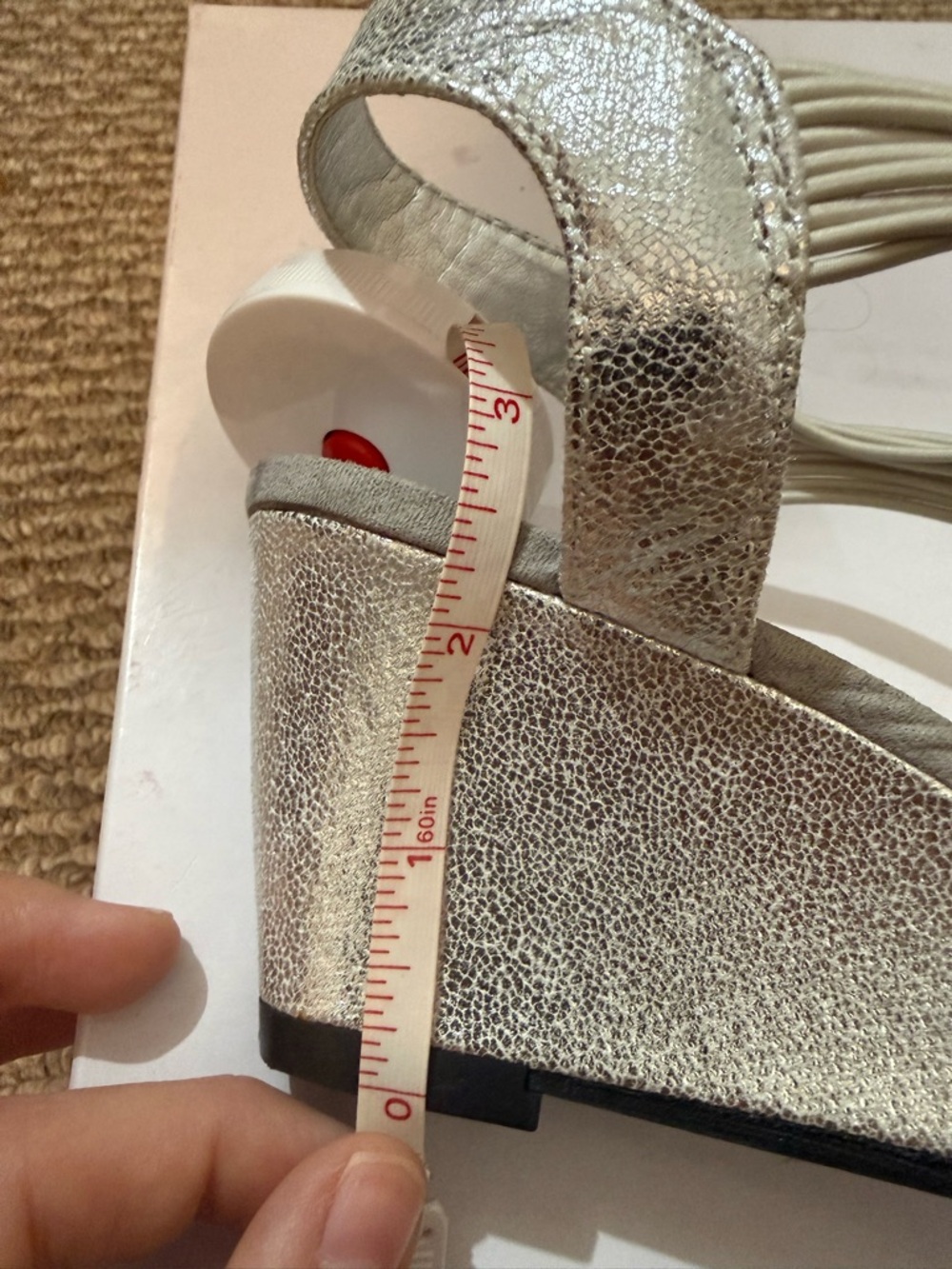 New York Transit Silver Crystal T-Strap Heels. - Picture 7 of 8